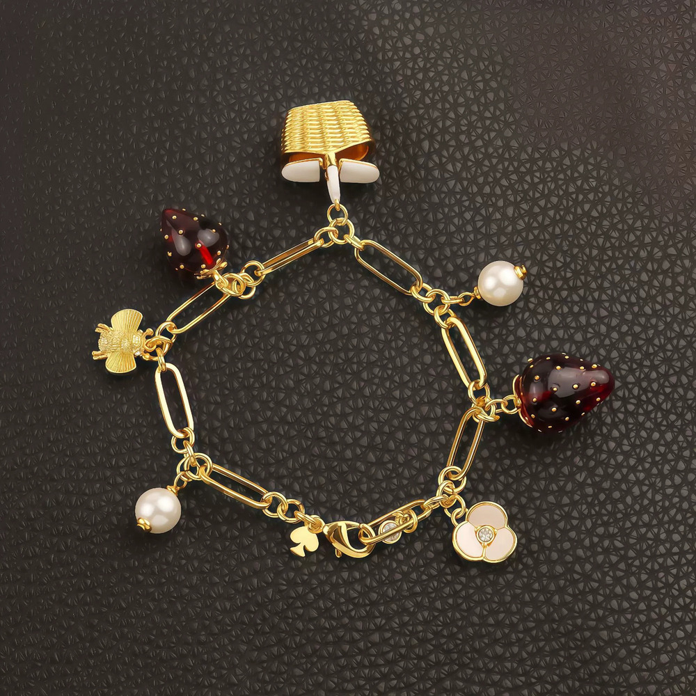 Kate SPADE Basket Flower Strawberry Bee Charm Ocean Crab Mother of Pearl